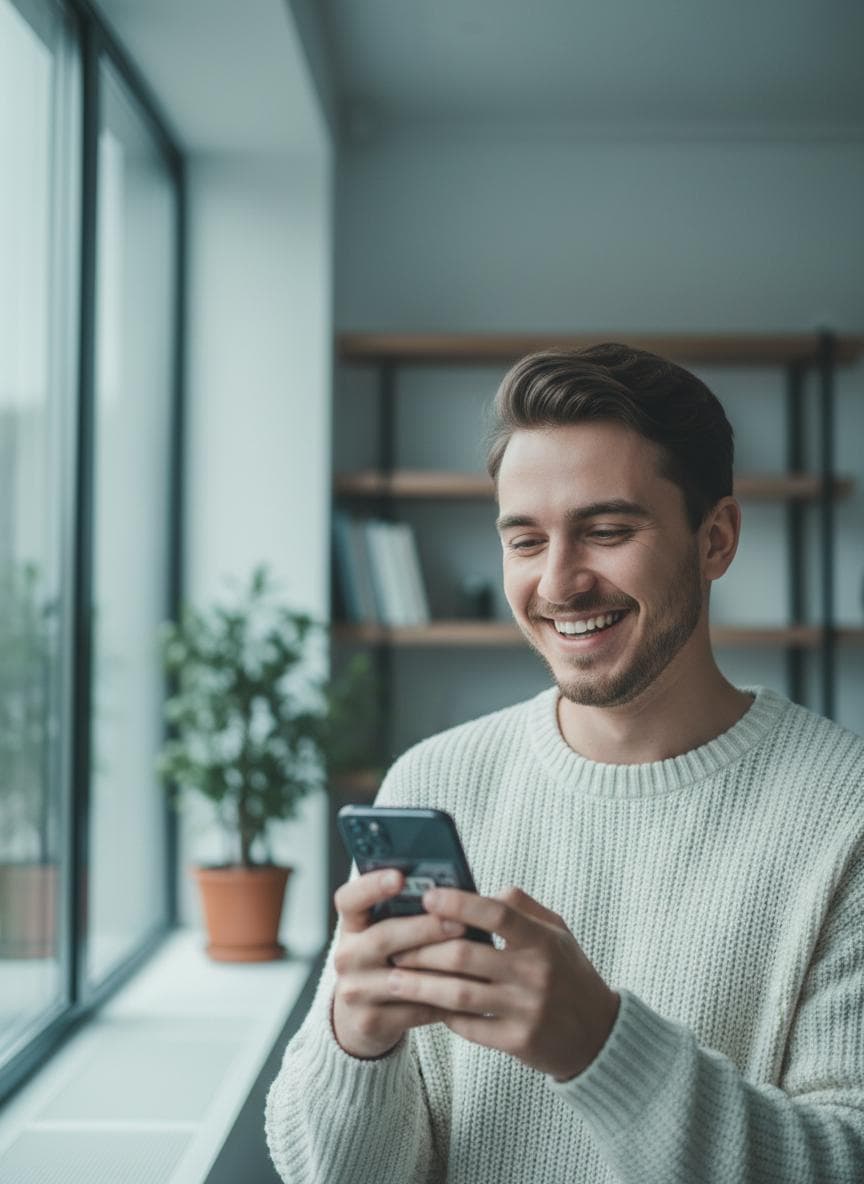 Patient relaxed at home tracking appointment